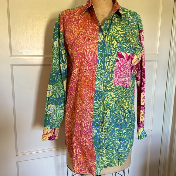 LILLY PULITZER 100% cotton, colorful blouse ladies SMALL size 8 to 10 - Picture 2 of 10